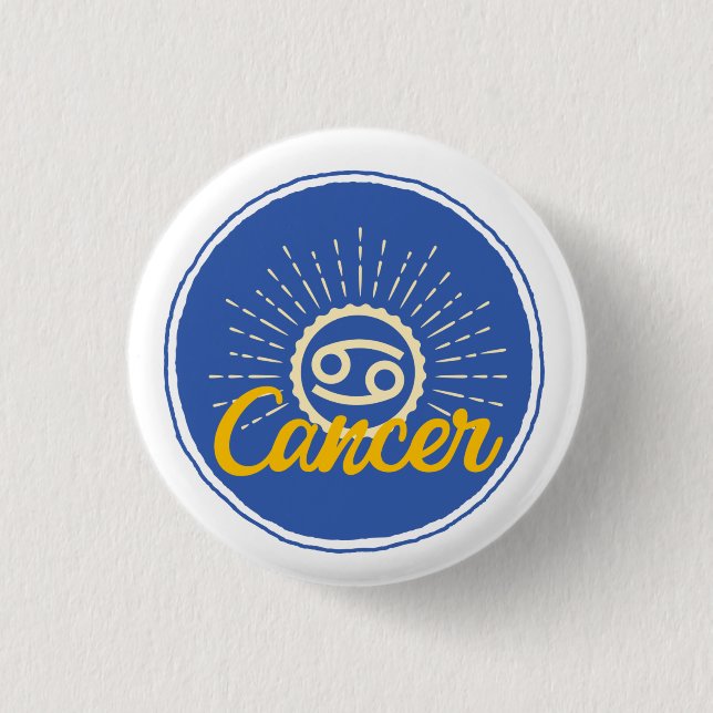 Retro Cancer Zodiac Sign   3 Cm Round Badge (Front)