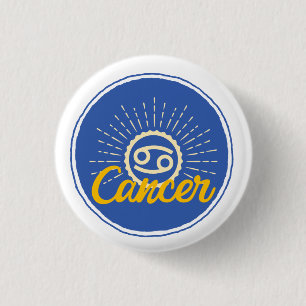 Retro Cancer Zodiac Sign   3 Cm Round Badge
