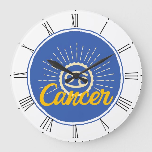 Retro Cancer Zodiac Sign  Large Clock (Front)