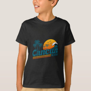 Retro Cancun Mexico Sunset Palm Tree Beach Summer  T-Shirt
