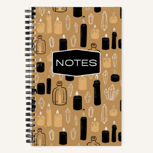 Retro Candles and Crystals Witchy Notebook