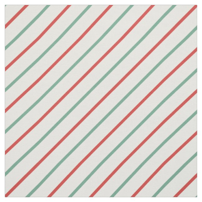 Retro Candy Cane Christmas Stripes Red Green Fabric (Swatch)