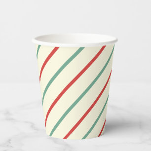Retro Candy Cane Christmas Stripes Red Green Paper Cups