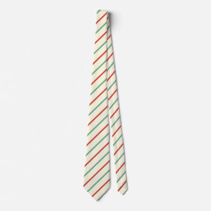 Retro Candy Cane Christmas Stripes Red Green Tie