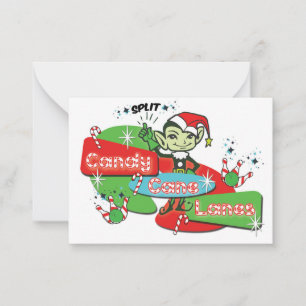 Retro Candy Cane Lanes Bowling Elf Card