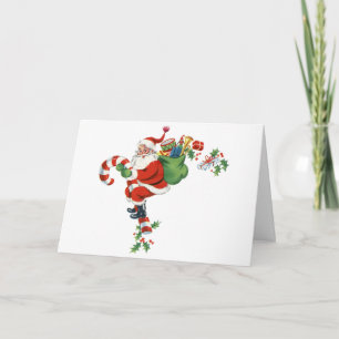 Retro-Candy-Cane-Santa Holiday Card