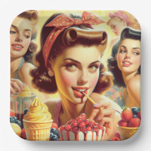 Retro Candy Girls Paper Plate