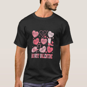 Retro Candy Heart Howdy Velentines Day Cowgirl Wes T-Shirt