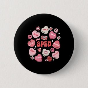 Retro Candy Heart Special Education Sped Teacher V 6 Cm Round Badge
