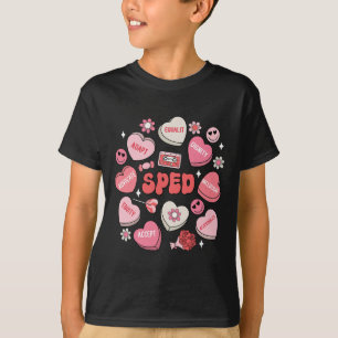 Retro Candy Heart Special Education Sped Teacher V T-Shirt