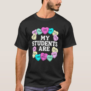 Retro Candy Heart Teacher Valentine s Positive Aff T-Shirt