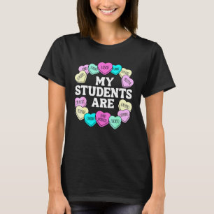 Retro Candy Heart Teacher Valentine s Positive Aff T-Shirt