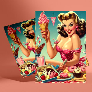 Retro Candy Pin Up Postcard
