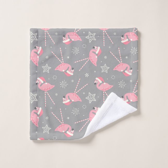Retro Candy Pink Flamingos ©studioxtine Bath Towel Set (Wash Cloth)