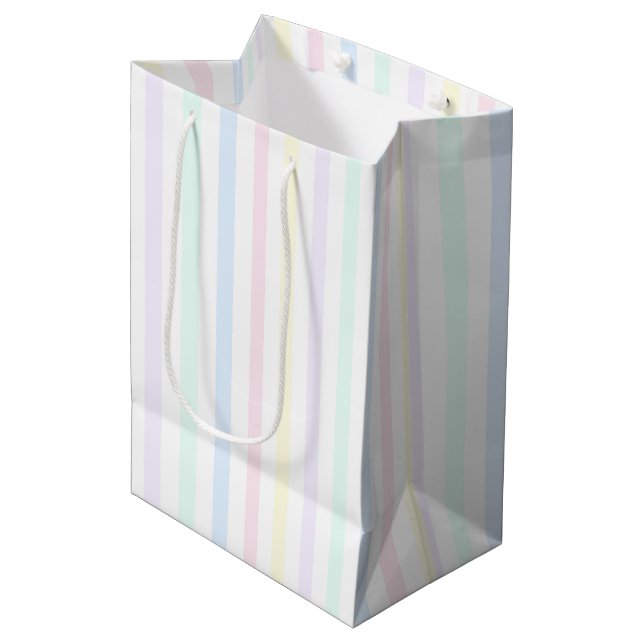 Retro Candy Stripes Pastel Multicolor Medium Gift Bag (Front Angled)