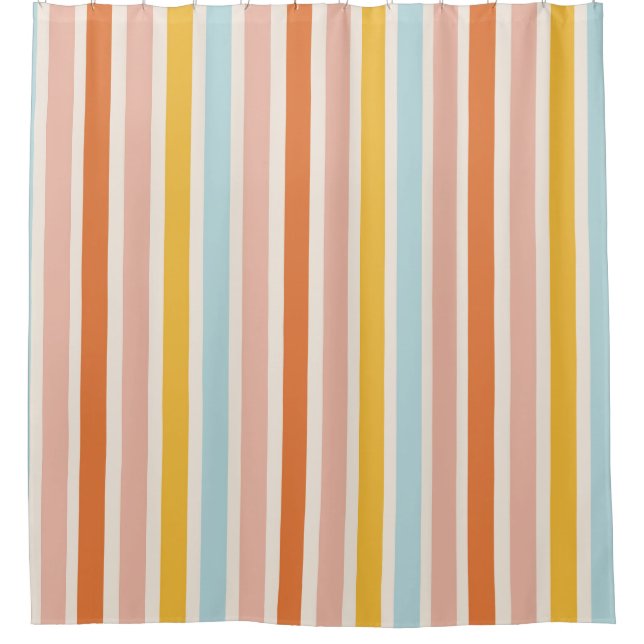 Retro Candy Stripes  Shower Curtain (Front)