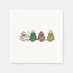 Retro Candy Tree Christmas Pink Bow Coquette Napkin