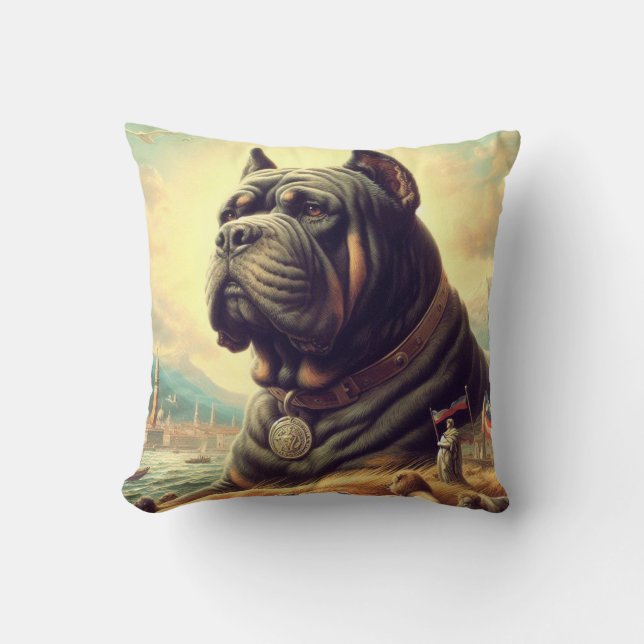 Retro Cane Corso Painting Cushion (Front)