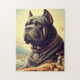Retro Cane Corso Painting Jigsaw Puzzle