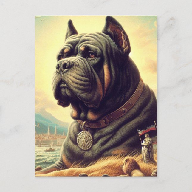 Retro Cane Corso Painting Postcard (Front)
