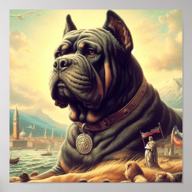 Retro Cane Corso Painting Poster (Front)