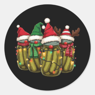 Retro Canned Pickles Christmas Light Homemade Pick Classic Round Sticker