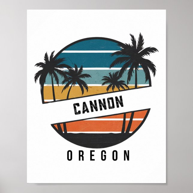 Retro Cannon Beach Oregon Surfboard Surfing  Poster (Front)