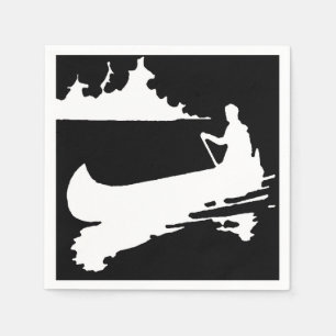 Retro Canoe Silhouette Paper Napkin
