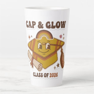Retro Cap & Glow Class of 2026 Graduation Latte Mug