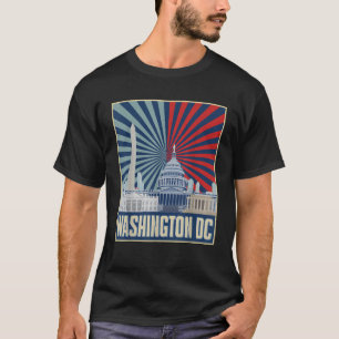 Retro Capitol Hill Washington DC American Flag 4th T-Shirt