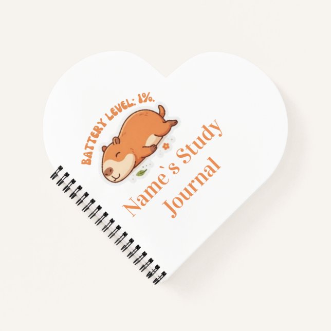 Retro Capybara Battery Level 1% Notebook (Front)