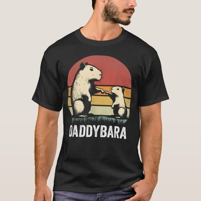 Retro Capybara Dad And Son Bumps Funny Capybara T-Shirt (Front)