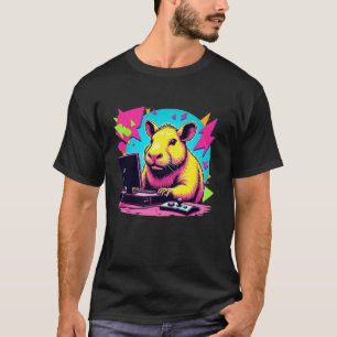 Retro Capybara Gaming Retro Rodent Capybara Video  T-Shirt