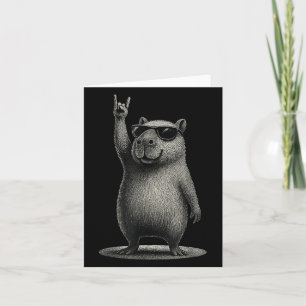 Retro Capybara Rock Music Gift Men Kids Women Funn Card