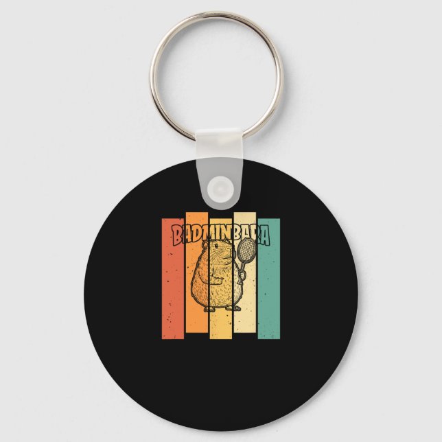 Retro Capybara Shuttle - Vintage Badminton Badminb Key Ring (Front)
