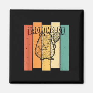 Retro Capybara Shuttle - Vintage Badminton Badminb Magnet