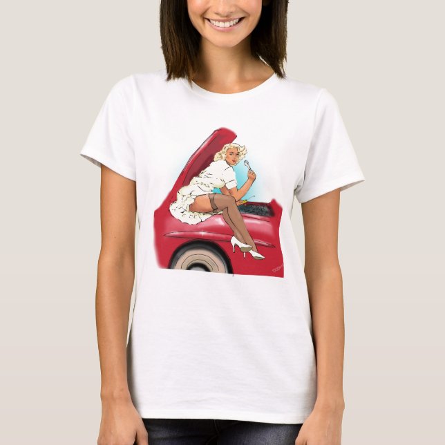 Retro Car and Model T-Shirt (Front)