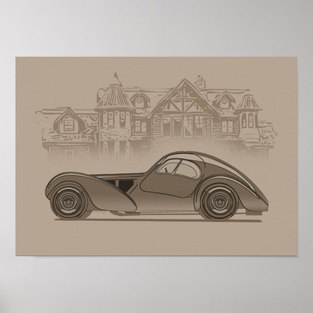 Retro Car Artwork Poster (Front)