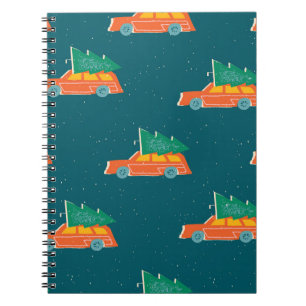 Retro Car Christmas Tree Pattern Notebook