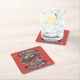 Retro Car Design Square Paper Coaster