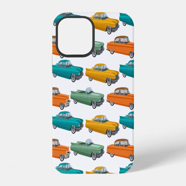 Retro Car Fifties Style Pattern iPhone Case (Back)