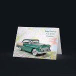 Retro Car for Grandson's Birthday Card<br><div class="desc">Old car on a road map for Grandson's birthday.</div>