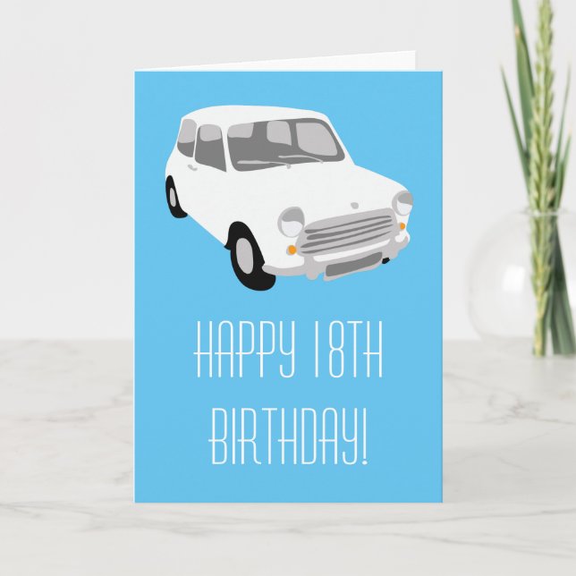 Retro Car Happy 18th Birthday Card (Front)