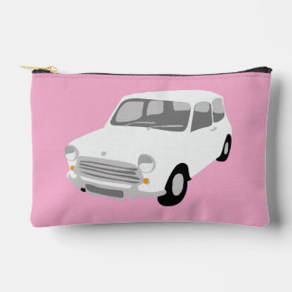 Retro Car Pink and White Accessory Pouch