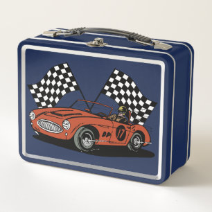Retro Car Racing CUSTOMISE THIS!!!!!!!!!!!!!!!!!! Metal Lunch Box