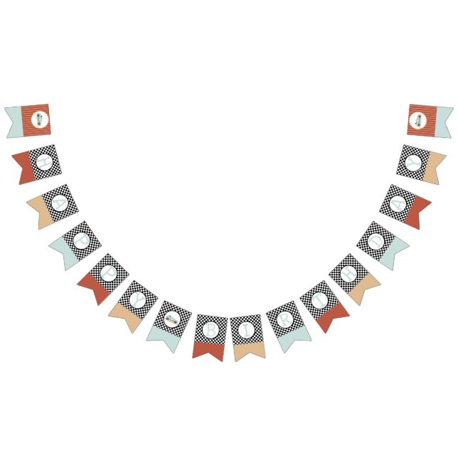 Retro Car theme Growing Up Two Fast Bunting Flags (All)