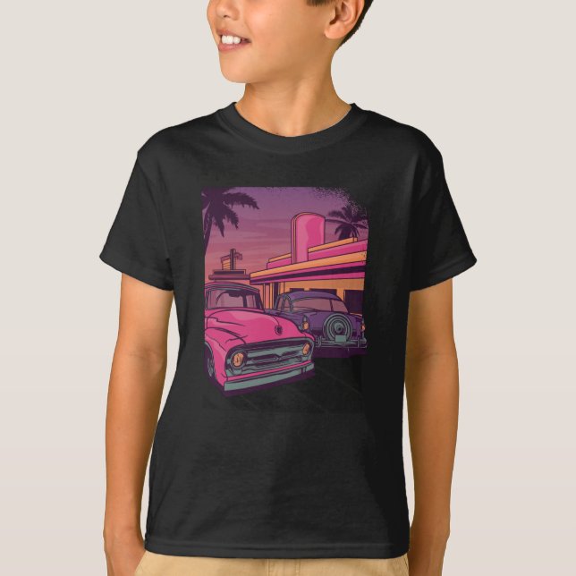 Retro Car US Diner T-Shirt (Front)