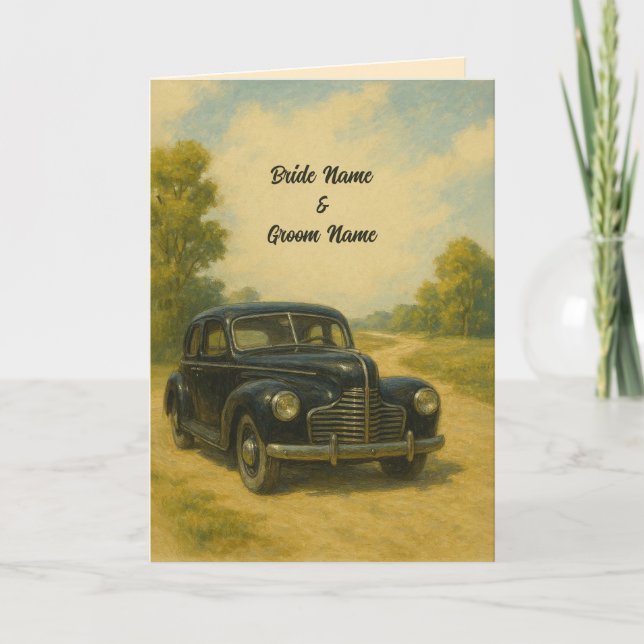 Retro Car Wedding Invitation (Front)