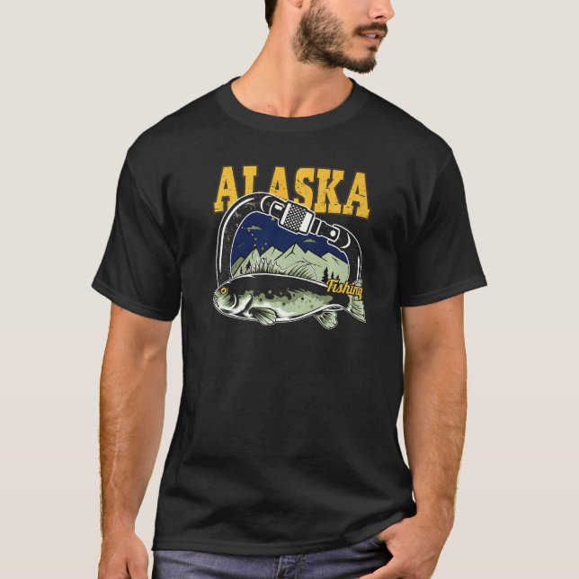 Retro Carabiner Alaska Fishing T-Shirt (Front)