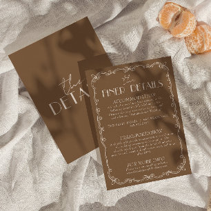 Retro Caramel Brown Old Money Wedding Details Enclosure Card